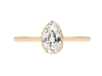 drop shape diamond solitaire ring, circa 1905. hatton garden.