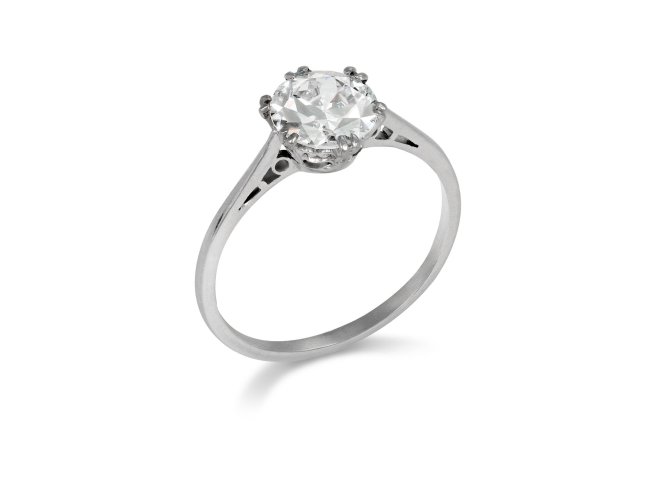 Old cut diamond solitaire ring, circa 1910.