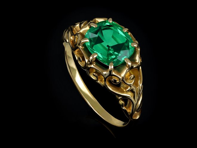 Belle &Eacute;poque Colombian emerald solitaire ring, French, circa 1895. Hatton Garden
