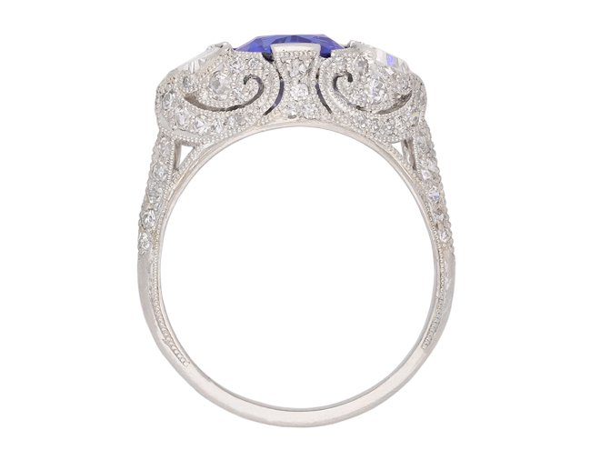 Burmese sapphire and diamond cluster ring, circa 1925. Hatton Garden