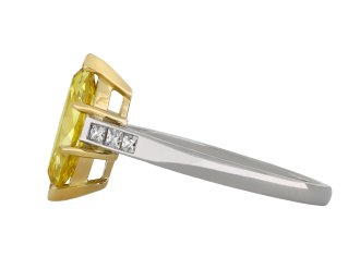 Fancy deep yellow marquise diamond ring Hatton Garden