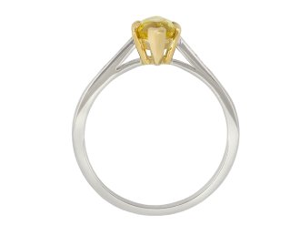 Fancy deep yellow marquise diamond ring Hatton Garden