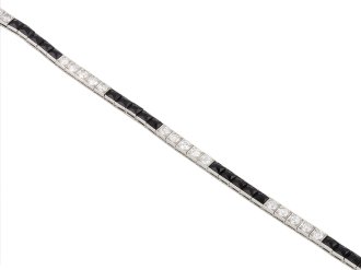 Onyx and diamond line bracelet, circa 1925 Hatton Garden