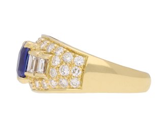 Bulgari sapphire and diamond cluster ring, Italian, circa 1970. Hatton garden