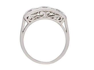 Diamond three stone ring, French, circa 1950. Hatton Garden