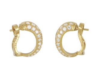 Cartier diamond hoop earrings, French, circa 1960 hatton garden