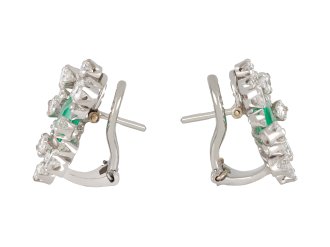 Colombian emerald and diamond earrings, circa 1950 hatton garden