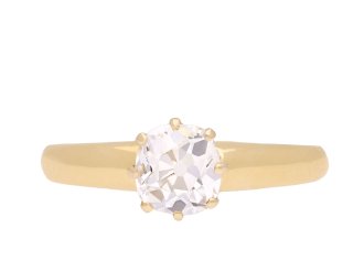 Victorian old mine diamond solitaire ring, circa 1900. Hatton Garden