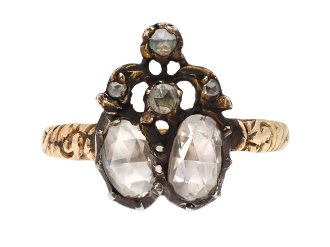 Georgian diamond double heart ring, circa 1790. Hatton Garden