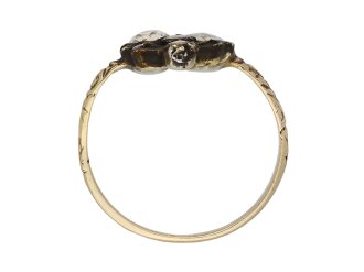 Georgian diamond double heart ring, circa 1790.