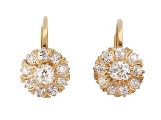 Old mine diamond cluster earrings, circa 1900 hatton garden