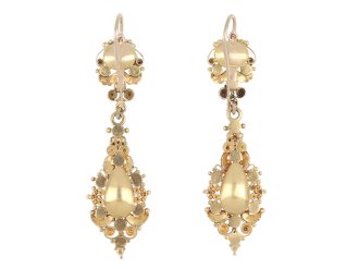 Georgian pearl, emerald and diamond drop earrings hatton garden