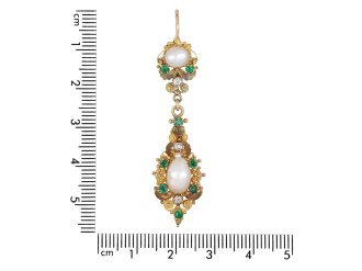 Georgian pearl, emerald and diamond drop earrings hatton garden