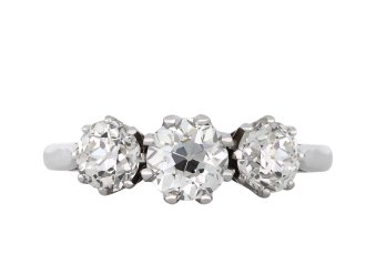 Old cut diamond three stone ring, circa 1950 hatton garden