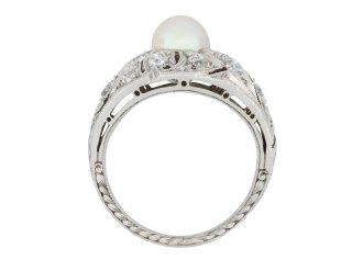 Natural pearl and diamond cluster ring, circa 1915 hatton garden