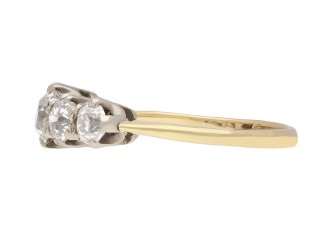 Edwardian diamond five stone ring, English, circa 1910. Hatton Garden