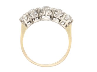 Edwardian diamond five stone ring, English, circa 1910. Hatton Garden