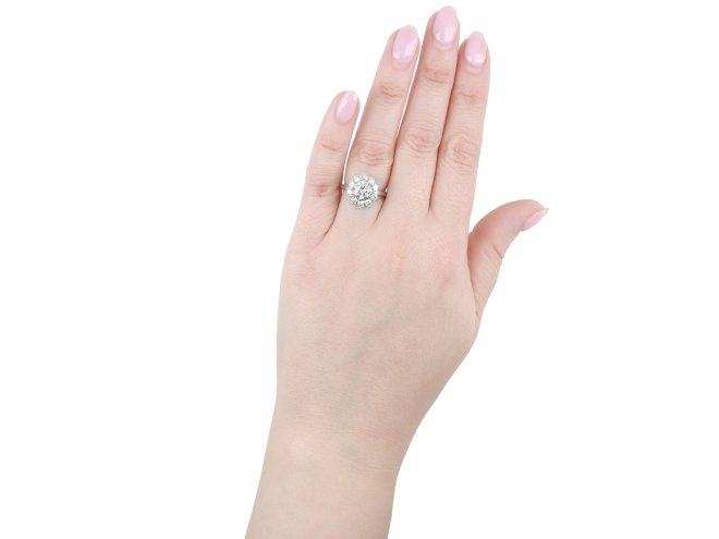 Diamond coronet cluster ring, French, circa 1940.