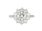 Diamond coronet cluster ring, French, circa 1940.
