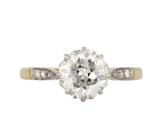 Old cut diamond flanked solitaire ring, circa 1915 hatton garden