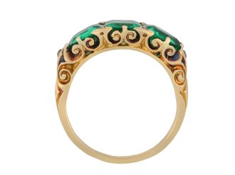 Colombian emerald three stone ring, circa 1890 hatton garden