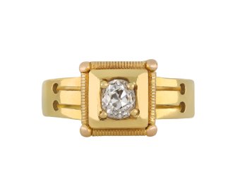 Victorian old mine diamond ring, English, 1882 hatton garden