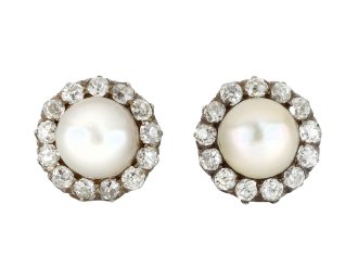 Victorian natural pearl diamond cluster earrings hatton garden