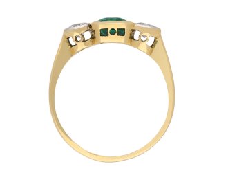 Vintage Emerald and Diamond Three Stone Ring hatton garden