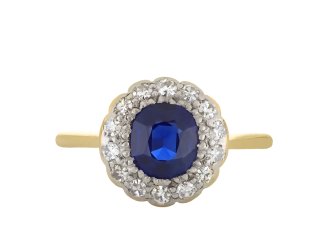 Edwardian sapphire and diamond coronet cluster ring, circa 1905.