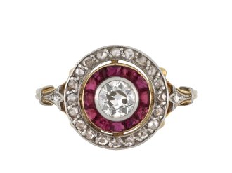 Ruby and diamond target ring, circa 1915 hatton garden