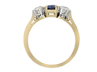 Ceylon sapphire and diamond three stone ring hatton garden