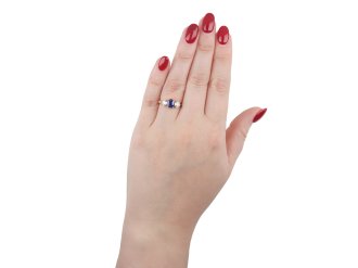 Ceylon sapphire and diamond three stone ring hatton garden