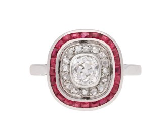 Art Deco ruby and diamond target ring, circa 1920 hatton garden