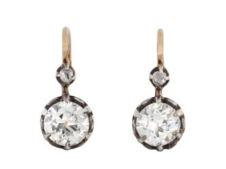 Belle Époque diamond drop earrings, French, circa 1905.Hatton Garden