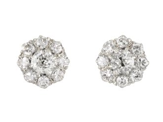 Old cut diamond cluster earrings, circa 1930 hatton garden