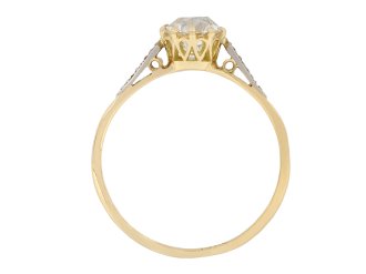 Edwardian old mine diamond flanked solitaire ring hatton garden