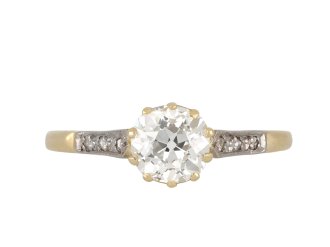 Edwardian old mine diamond flanked solitaire ring hatton garden