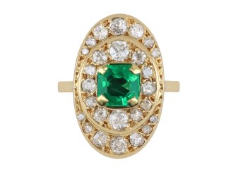 Colombian emerald and diamond cluster ring hatton garden