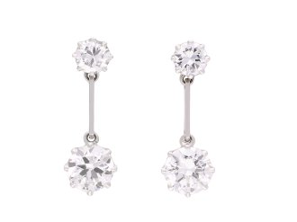 Diamond drop earrings, circa 1935.