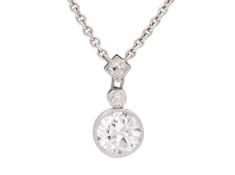 Old cut diamond drop pendant, circa 1920. Hatton Garden