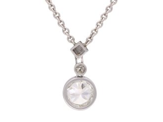 Old cut diamond drop pendant, circa 1920. Hatton Garden