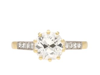 Old mine diamond flanked solitaire ring, circa 1915. Hatton Garden