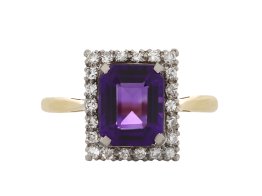 Edwardian amethyst and diamond cluster ring hatton garden