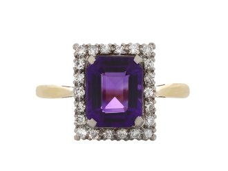 Edwardian amethyst and diamond cluster ring, circa 1905.