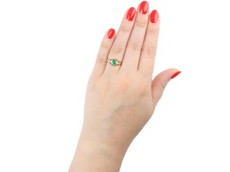 Victorian emerald diamond flanked solitaire ring hatton garden