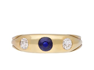 Victorian Sapphire and diamond gypsy ring, circa 1900. Hatton Garden