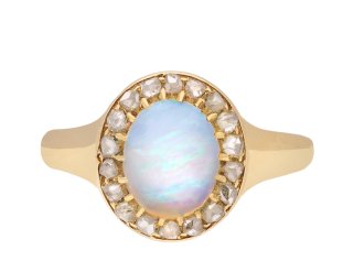 Victorian opal and diamond coronet cluster ring, circa 1880. Hatton Garden