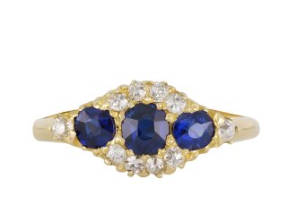 Victorian sapphire diamond cluster ring, circa 1890 hatton garden