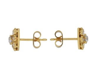 Old mine diamond cluster earrings, circa 1890. Hatton Garden