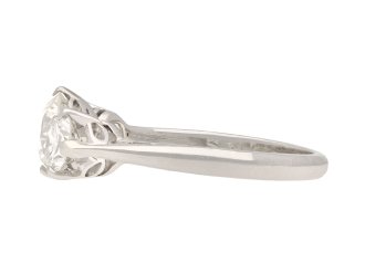 Old cut diamond three stone ring, circa 1920.Hatton Garden